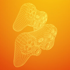 Game controller or gamepad for videogames. Wireframe low poly mesh vector illustration. © newb1