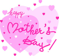 happy mother's day  pinkvector calligraphic greeting fraze with pink hearts