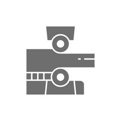 Metal plate rolling machine, metalworking gray icon.