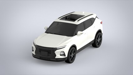 Front isometric view red premium city crossover universal brand-less generic SUV concept car isolated on brown background 3d render image
