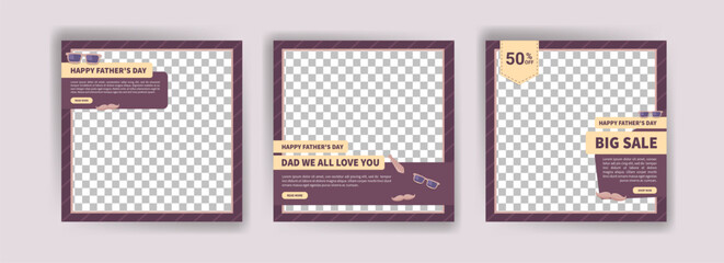 Happy Father's Day. Father's day big sale. Banner vector for social media ads, web ads, business messages, discount flyers and big sale banners.