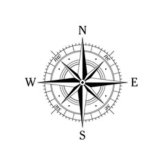 Vector compass rose with North, South, East and West indicated - Vector