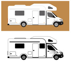 RV camper trailer .side view. flat style. vector illustration