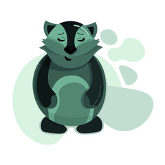 Vector illustration of a funny kind raccoon on a light background