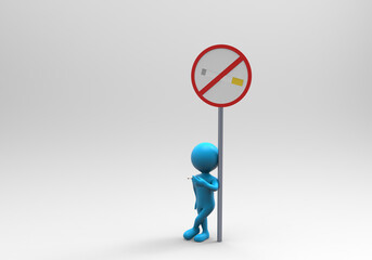 3d rendering of an balloonhead cutie, smoking in a non smoking area