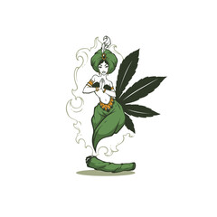 beauty arabian female cannabis genie, for your logo, label, sticker, tag, print