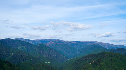 Fototapeta na wymiar 天狗倉山から眺める紀伊山地の美しい山の峰