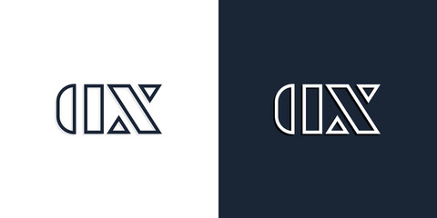 Abstract line art initial letters DX logo.