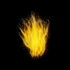 Realistic fire effect on black background.
