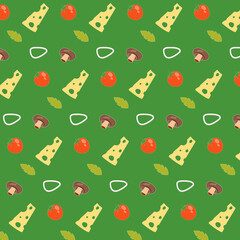 Ingredientы of pizzas pattern for box wrapping
