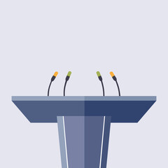 Tribune with microphone for press conference and announce