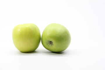 Two Green Apple. Fresh organic apple isolated on white background. Apple with clipping path. High End Retouching