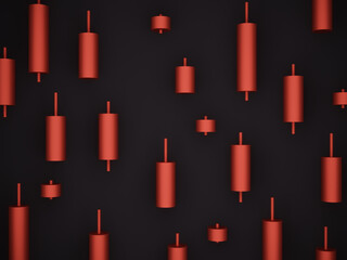 Obraz premium 3D rendering. Red stock candlestick. Sell signal.