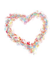 An abstract image of a heart made of paint stains. Congratulations,confession,love.