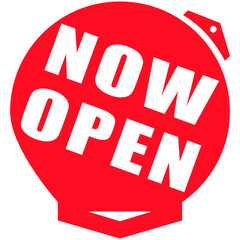 RED BANNER ILUSTRATION WHEEL ARROW NOW OPEN