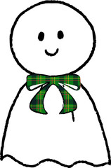 てるてる坊主 チェックリボン 緑