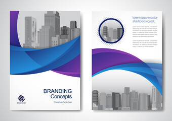 Template vector design for Brochure, AnnualReport, Magazine, Poster, Corporate Presentation, Portfolio, Flyer, infographic, layout modern with blue color size A4, Front and back, Easy to use and edit.