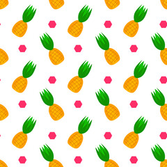 Seamless pattern with cute pineapples. Good for any project.