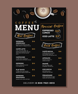 Coffee menu card design - Vector