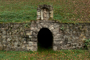 Lower Schopfer tunnel, UNESCO heritage object in Hordrusa Hamre village in the Žarnovica District, Banská Bystrica Region in Slovakia. Adit called 