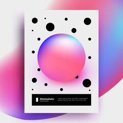Minimalistic abstract poster or flyer design for music party or event with colored gradient ball. Vector illustration