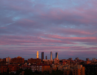 Fototapeta premium sunset over the city of Madrid,