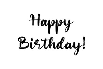 Continuous one line of a text happy birthday in silhouette. Linear stylized. Minimalist.