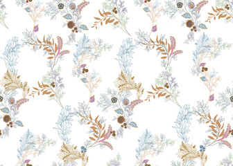 flower pattern Flourish oriental ethnic background. Traditional  ornament with fantastic flowers and leaves. Wonderland motifs of paintings of Asian fabric patterns.
