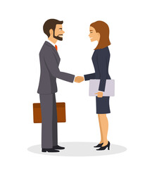 Fototapeta premium Businessman and businesswoman shaking hands