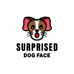 Simple Vector Mascot Logo Design Surprised Dog.for, icon, t-shirts or as you wish