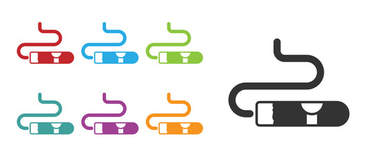 Black Cigar icon isolated on white background. Set icons colorful. Vector