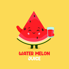 Cute Smiling Watermelon Juice Character