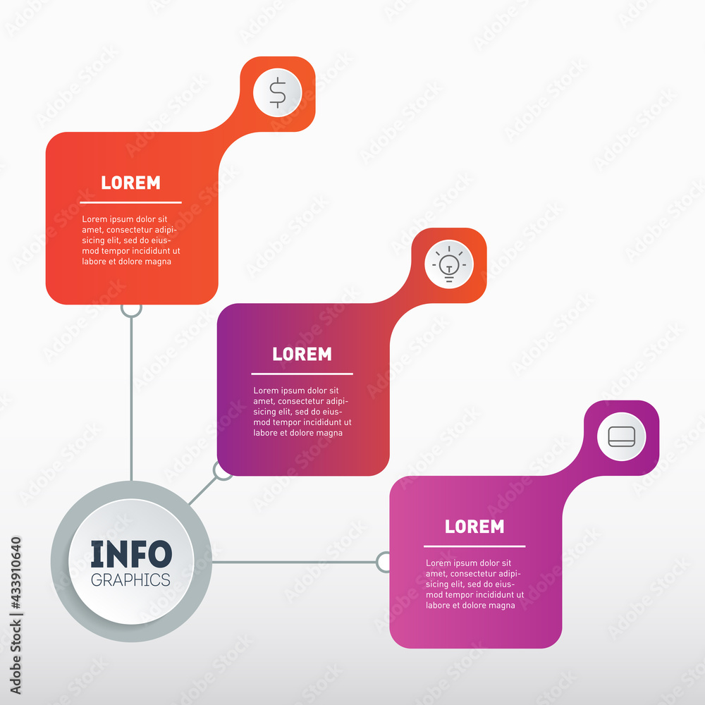 Poster business presentation concept with three options. template for web design, brochure or diagram. info