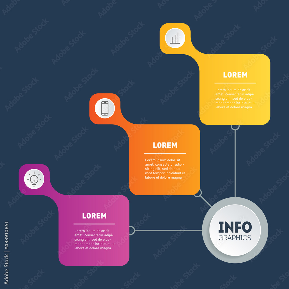 Poster business presentation concept with three options. template for web diagram with 3 parts. vector info