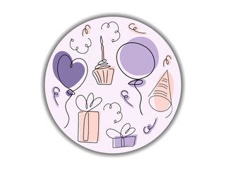 Happy Birthday Party Doodle Line Icon Sketch Hand Made Vector Art. Birthday for greeting cards, invitations