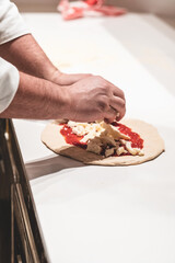 Obraz na płótnie Canvas ristorante pizza pizzeria mortadella salami pizzas tomato mozzarella pomodori kitchen cuisine restaurant prosciutto basilico - Luca Baldereschi