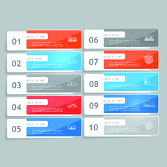 Template for infographic, parts, steps or processes