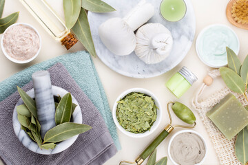 Spa homemade skin care and body cosmetics with natural ingredients.