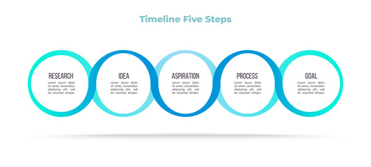 Business process. Timeline infographics with 5 steps, options, sections. Vector template.