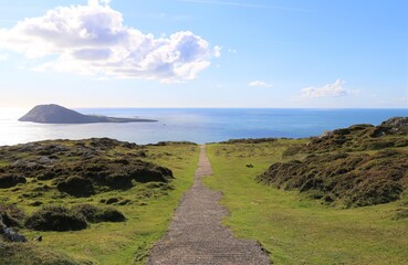Bardsey Island in the Irish Sea off the southern tip of the Llyn Peninsula, Wales, UK.