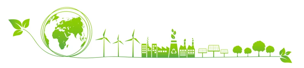 Foto op Canvas Banner design for World environment day, Sustainability development, Ecology friendly and Green Industries Business concept, Vector illustration © flyalone
