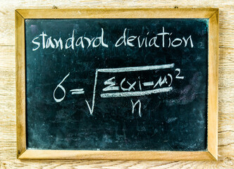 Standard deviation formula on black board, in studio Chiangmai Thailand - obrazy, fototapety, plakaty