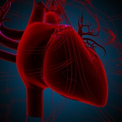 Human Heart Anatomy For Medical Concept 3D Rendering