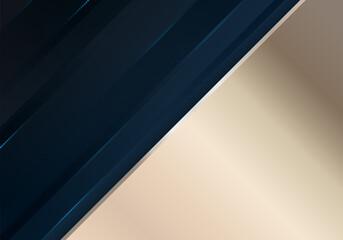 Abstract dark blue diagonal stripes layered with lighting effect and golden background