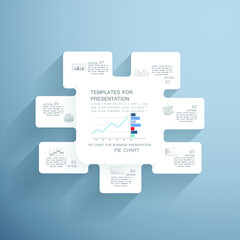 Template for cycle diagram and pie chart, steps or processes