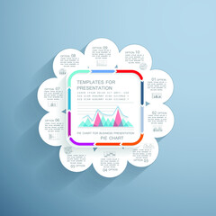 Template for cycle diagram and pie chart, steps or processes