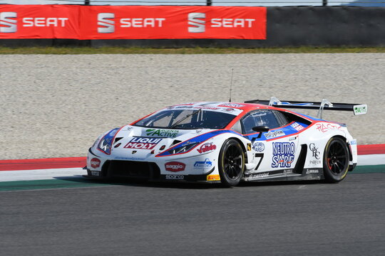 Mugello Circuit, Italy - July 15, 2017: Lamborghini Huracan GT3S Ombra S. Team driven by CASSARA' Marco - GENTILI Roberto, Campionato Italiano GT in Mugello Circuit.