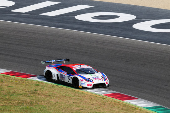 Mugello Circuit, Italy - July 15, 2017: Lamborghini Huracan GT3S Ombra S. Team driven by CASSARA' Marco - GENTILI Roberto, Campionato Italiano GT in Mugello Circuit.