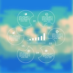 Template for cycle diagram and pie chart, steps or processes