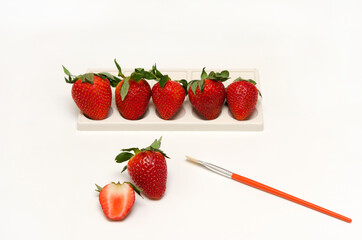 original image of strawberries on a palette and brush